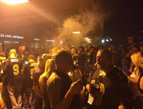 The Super Dome’s designated smoking and vaping area during halftime of the Saints-Falcons game on October 15, 2015. (Photo courtesy of Crescent City Vape.)