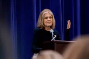 Gloria Steinem speaks at the Jewish Community Center on Sunday. (Sabree Hill, UptownMessenger.com)