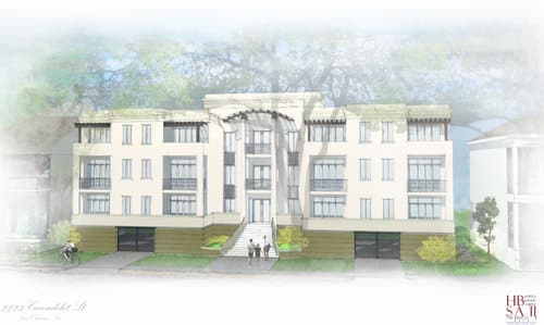A rendering of the condo building proposed at 2223 Carondelet (by Harry Baker Smith Architects, via City of New Orleans)