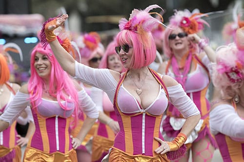The Pussyfooters were one of several marching subkrewes in the Krewe of Carrollton. The Krewe of Carrollton was one of four parades that rolled uptown on Sunday. (Zach Brien, UptownMessenger.com)