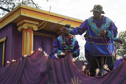 The Krewe of Alla had a float dedicated to those service members who received the Purple Heart award. The Krewe of Alla was one of four parades to roll Sunday afternoon Uptown. (Zach Brien, UptownMessenger.com)