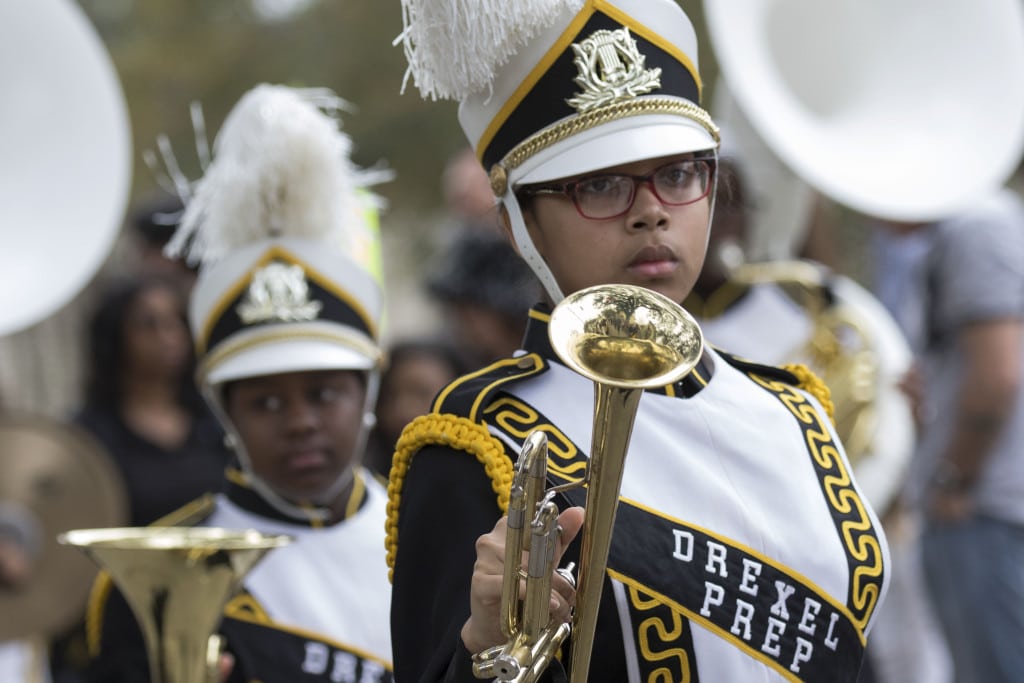 The marching band from St. Kathrine Drexel Prep school dances down Napoleon avenue in the Krewe of Pontchartrain on Saturday. The Krewe was one of five parades rolling Uptown on Saturday. (Zach Brien, UptownMessenger.com)