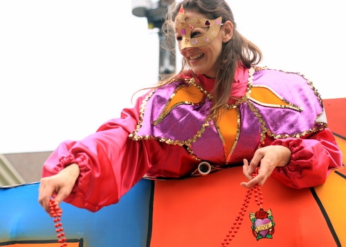 The Krewe of Freret parade rolls on Napoleon Avenue. (Robert Morris, UptownMessenger.com)