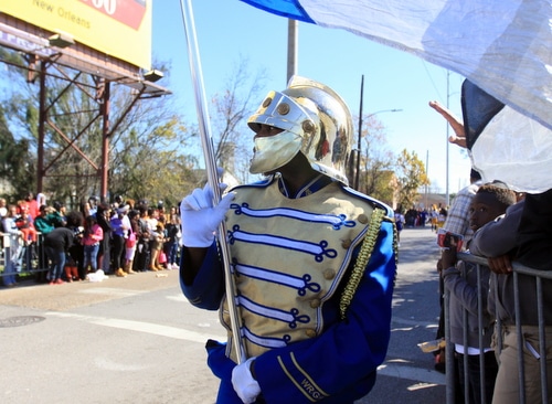 A Sophie B. Wright student marches onto South Claiborne Avenue. (Robert Morris, UptownMessenger.com)