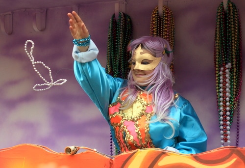 The Krewe of Freret parade rolls on Napoleon Avenue. (Robert Morris, UptownMessenger.com)