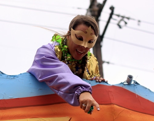 The Krewe of Freret parade rolls on Napoleon Avenue. (Robert Morris, UptownMessenger.com)
