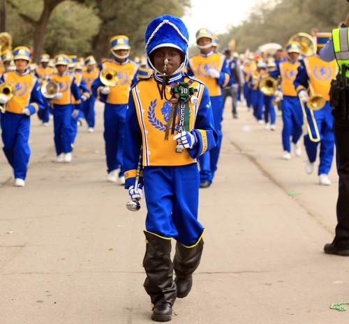 ReNew Cultural Arts Academy marches in the Krewe of Choctaw parade on Napoleon Avenue. (Robert Morris, UptownMessenger.com)