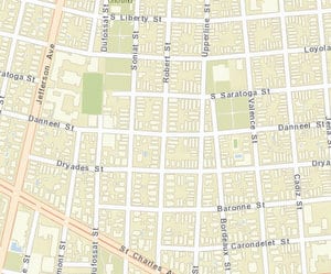 Wednesday's carjacking in the 4900 block of Dryades is not yet shown on city crime maps. (via NOPD)