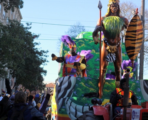 The Krewe of Zulu rides on St. Charles Avenue. (Robert Morris, UptownMessenger.com)