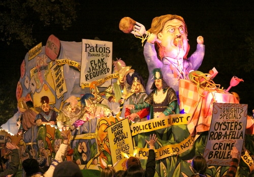 Dining in Uptown restaurants is a game of "Risk" as Le Krewe d'Etat rolls on Napoleon Avenue. (Robert Morris, UptownMessenger.com)