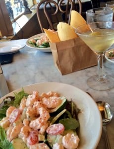 Ignatius Eatery's Shrimp Remoulade Salads and Dirty Martini (Kristine Froeba)