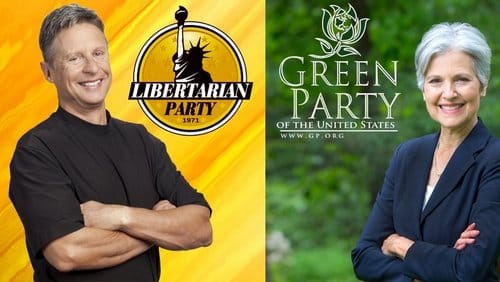 Former Gov. Gary Johnson of the Libertarian Party and Dr. Jill Stein of the Green Party. (image via change.org petition for their inclusion in CNN forums)