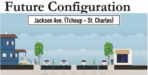 A rendering of the new configuration of Jackson Avenue through the Garden District, after a repaving project scheduled to start later this year. (via city of New Orleans)