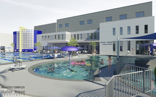 A rendering by Mathes Brierre Architects of the expanded swimming area proposed for the Jewish Community Center. (via City of New Orleans)