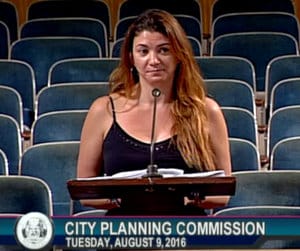Simone Reggie, co-owner of Simone's Market planned for Oak Street, speaks to the City Planning Commission on Tuesday. (via City of New Orleans)