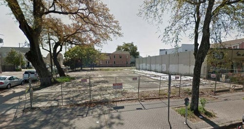 The corner of St. Charles Avenue and Melpomene Street, slated to become a temporary parking lot for Lula restaurant. (via City of New Orleans)