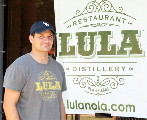 Lula Restaurant Distillery co-owner and head chef Jess Bourgeois pauses during construction this week on the former Halpern's Furnishings Store on St. Charles Avenue. The distillery's copper still is being delivered this week, and the restaurant is expected to open in early November. (Robert Morris, UptownMessenger.com)