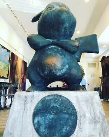 The Pikachu #Pokemonument stands ready in the gallery in a photo by Neal Auction Company. (via Facebook)