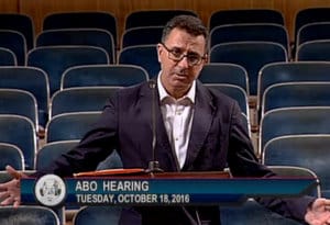 Powell Miller, an attorney for Verret's Lounge, questions the need for armed security guards before the city Alcohol Beverage Control board on Tuesday, Oct. 18. (via City of New Orleans)